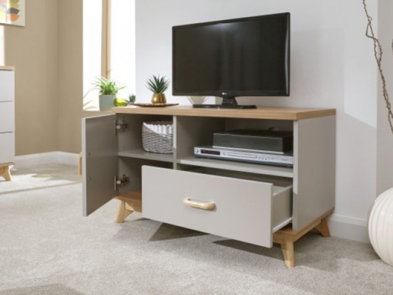 GFW Nordica Small TV Unit in Oak and Grey