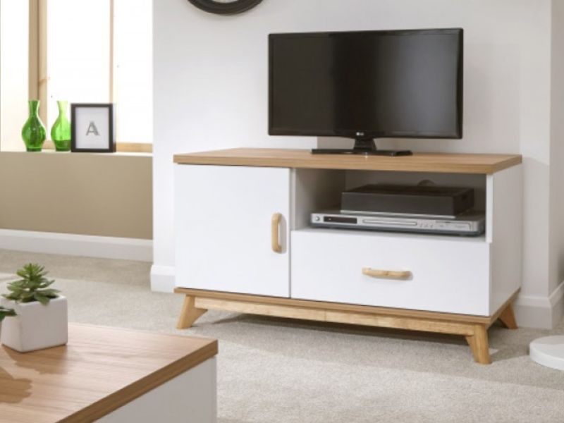 GFW Nordica Small TV Unit in Oak and White