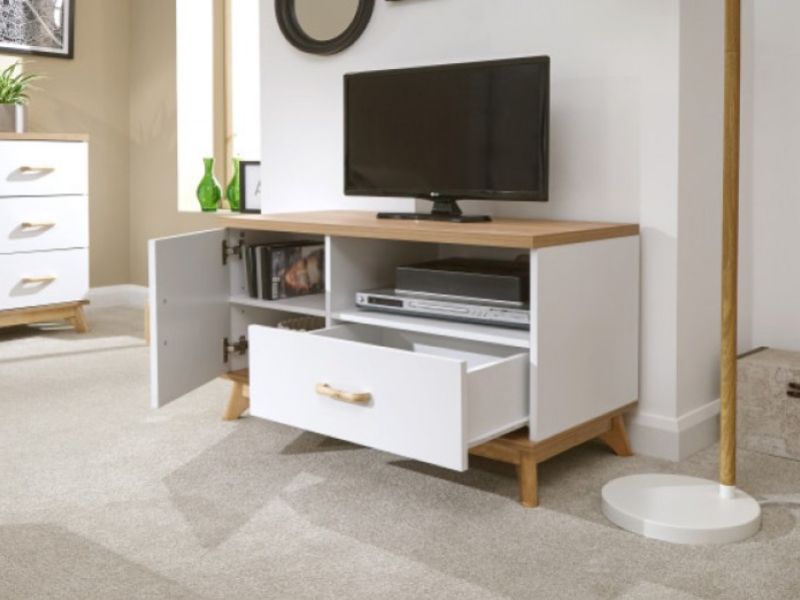 GFW Nordica Small TV Unit in Oak and White