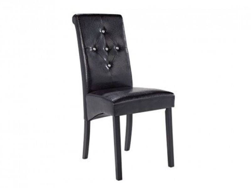 LPD Monroe Pair Of Black Faux Leather Dining Chairs