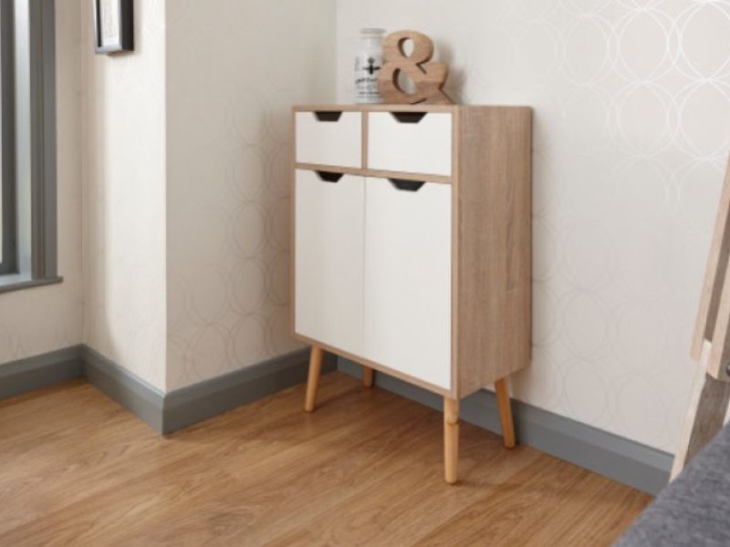 GFW Stockholm 2 Door 2 Drawer Cabinet in White Oak Effect