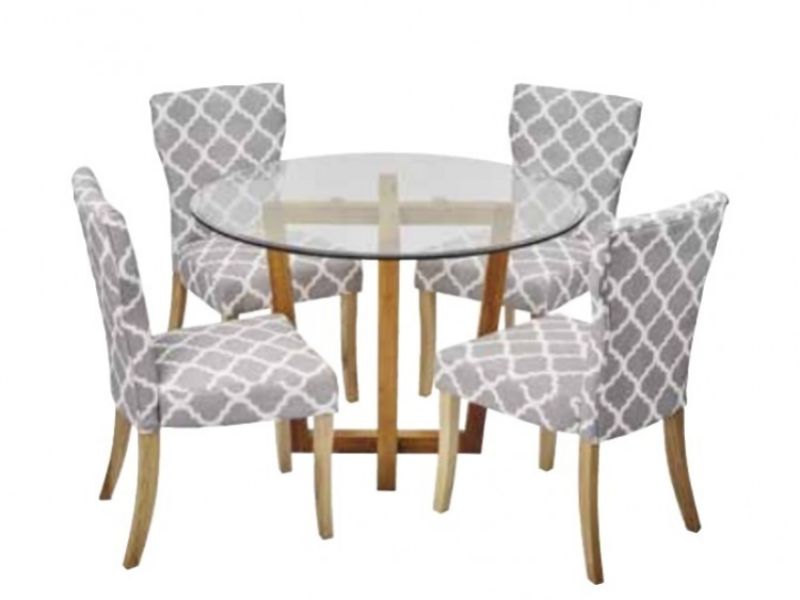 LPD Valencia Glass Dining Set With 4 Hugo Chairs