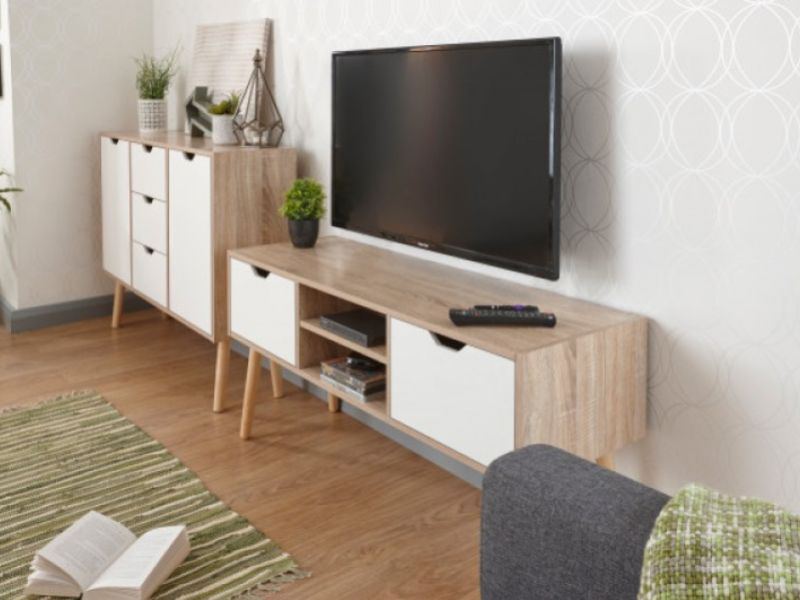 GFW Stockholm TV Cabinet in White Oak Effect