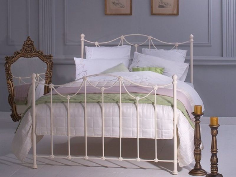 OBC Carie 5ft Kingsize Glossy Ivory Metal Headboard