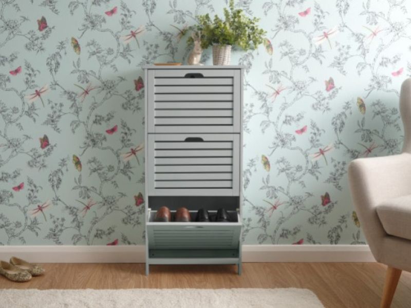 GFW Bergen Three Tier Shoe Cabinet in Grey