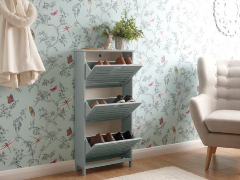 GFW Bergen Three Tier Shoe Cabinet in Grey