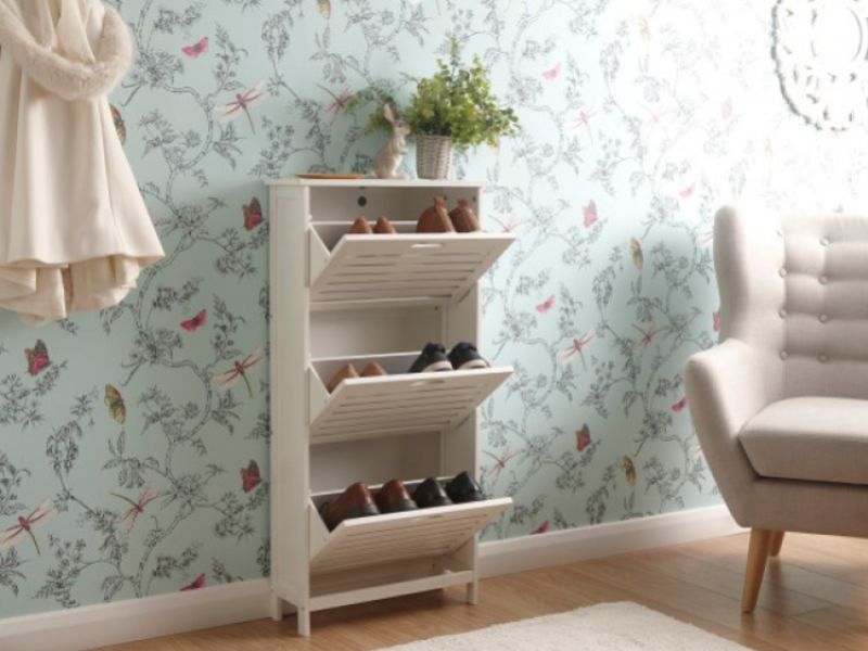 GFW Bergen Three Tier Shoe Cabinet in White