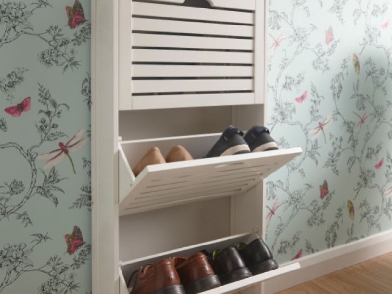 GFW Bergen Three Tier Shoe Cabinet in White