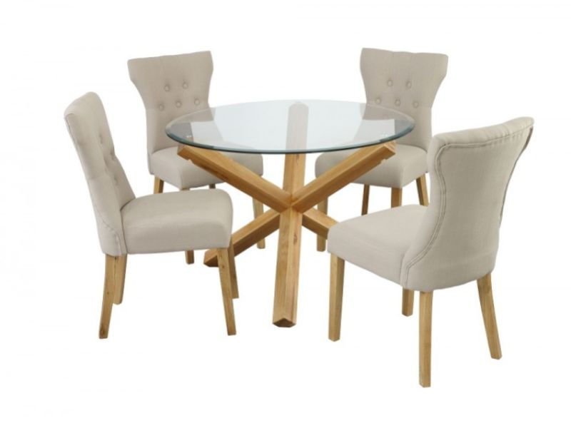 LPD Oporto Medium Size Dining Table Set With 4 Naples Beige Chairs