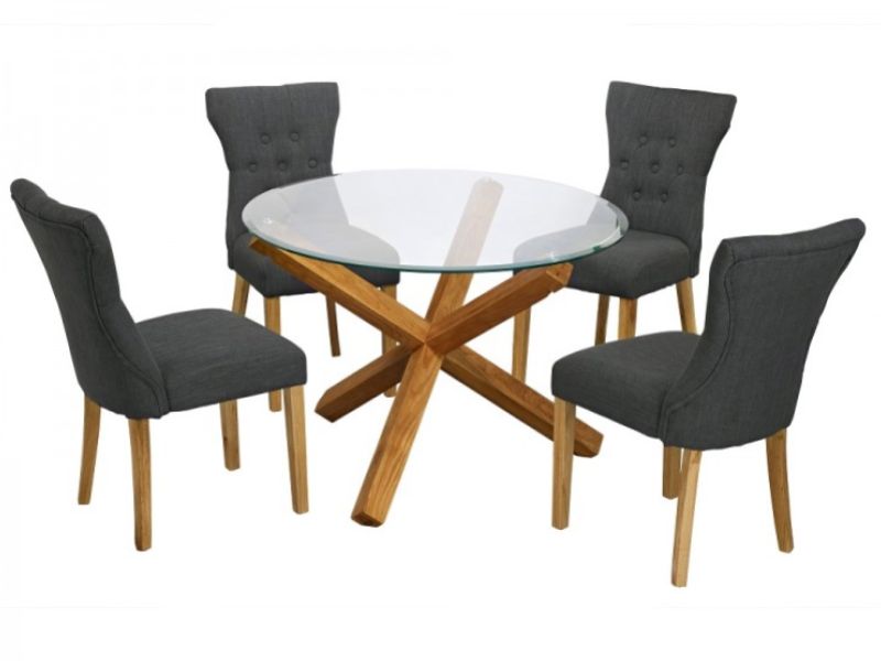 LPD Oporto Medium Size Dining Table Set With 4 Naples Grey Chairs
