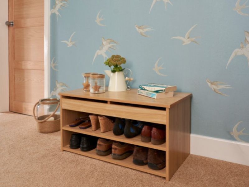 GFW Budget Shoe Cabinet in Oak Finish