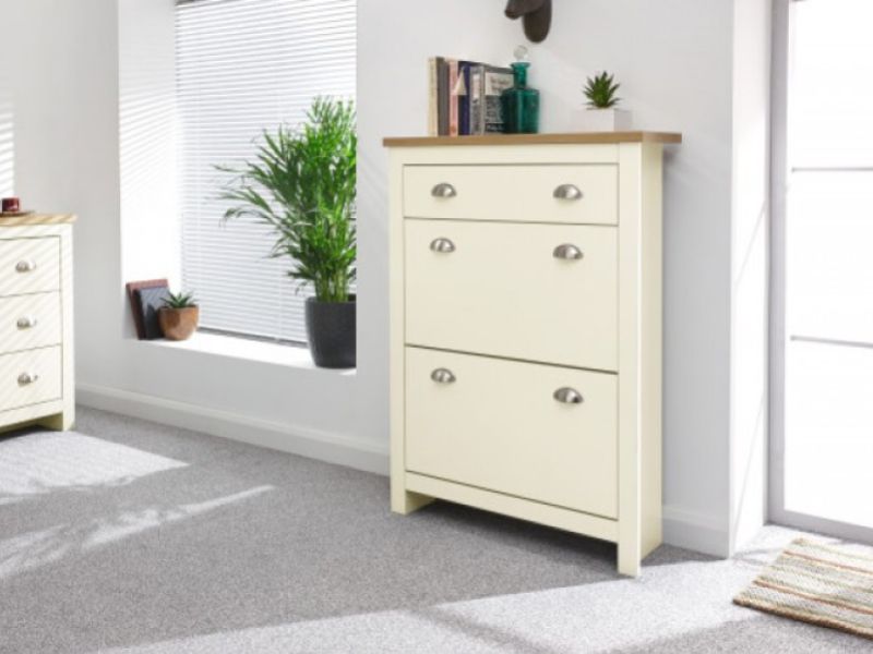 GFW Lancaster 2 Door 1 Drawer Shoe Cabinet in Cream