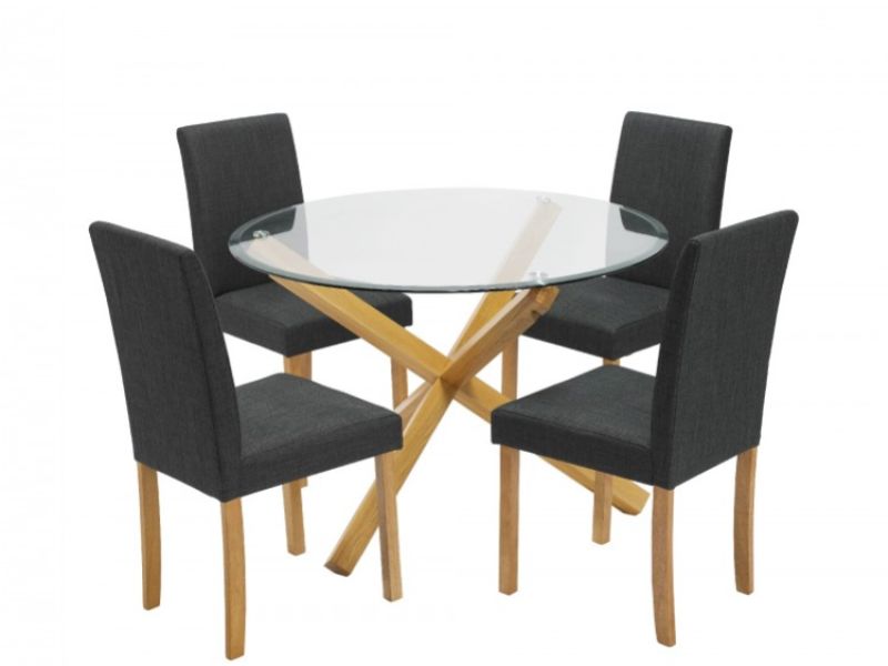 LPD Oporto Medium Size Dining Table Set With 4 Anna Grey Chairs