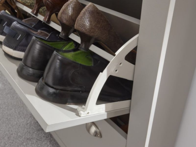 GFW Lancaster 2 Door 1 Drawer Shoe Cabinet in Grey