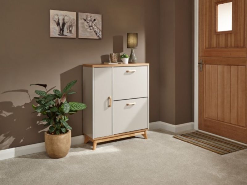 GFW Nordica Shoe and Boot Cabinet in Oak and Grey