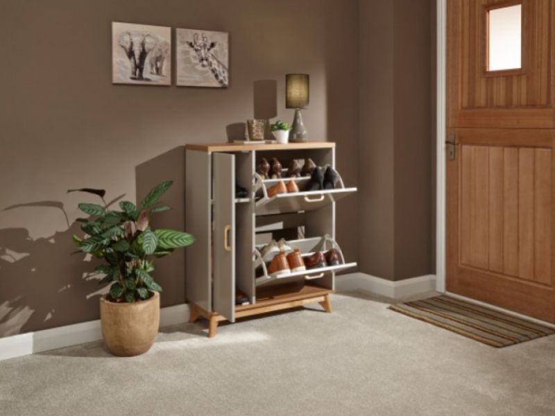 GFW Nordica Shoe and Boot Cabinet in Oak and Grey