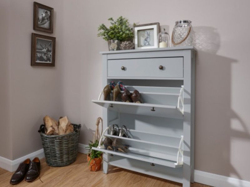 GFW Deluxe Two Tier Shoe Cabinet in Grey