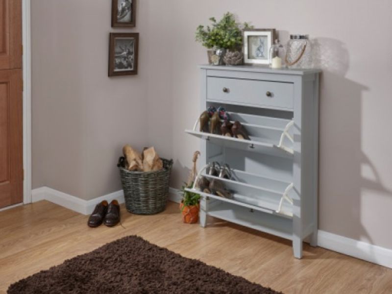 GFW Deluxe Two Tier Shoe Cabinet in Grey