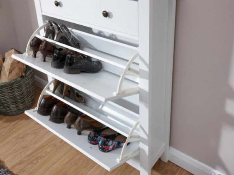 GFW Deluxe Two Tier Shoe Cabinet in White