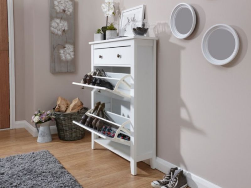 GFW Deluxe Two Tier Shoe Cabinet in White