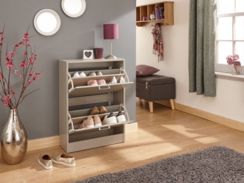 GFW Stirling Two Tier Shoe Cabinet in Grey