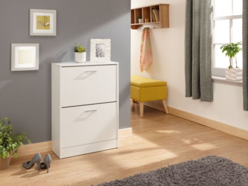 GFW Stirling Two Tier Shoe Cabinet in White