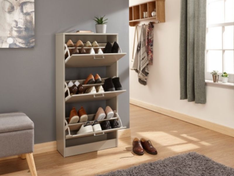 GFW Stirling Three Tier Shoe Cabinet in Grey