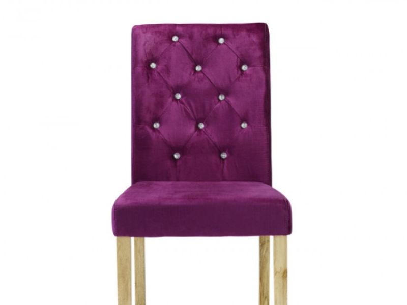 LPD Oporto Medium Size Dining Table Set With 4 Paris Purple Velvet Chairs