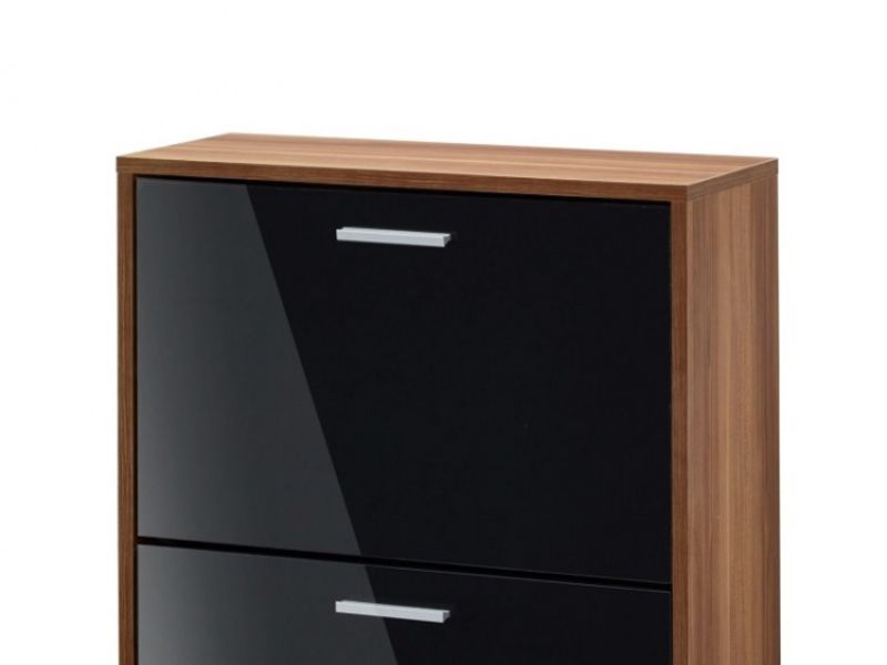 LPD Strand 2 Drawer Shoe Cabinet In Black Gloss