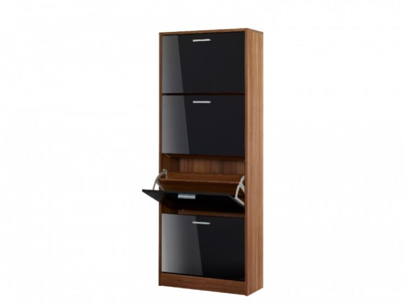 LPD Strand 4 Drawer Shoe Cabinet In Black Gloss