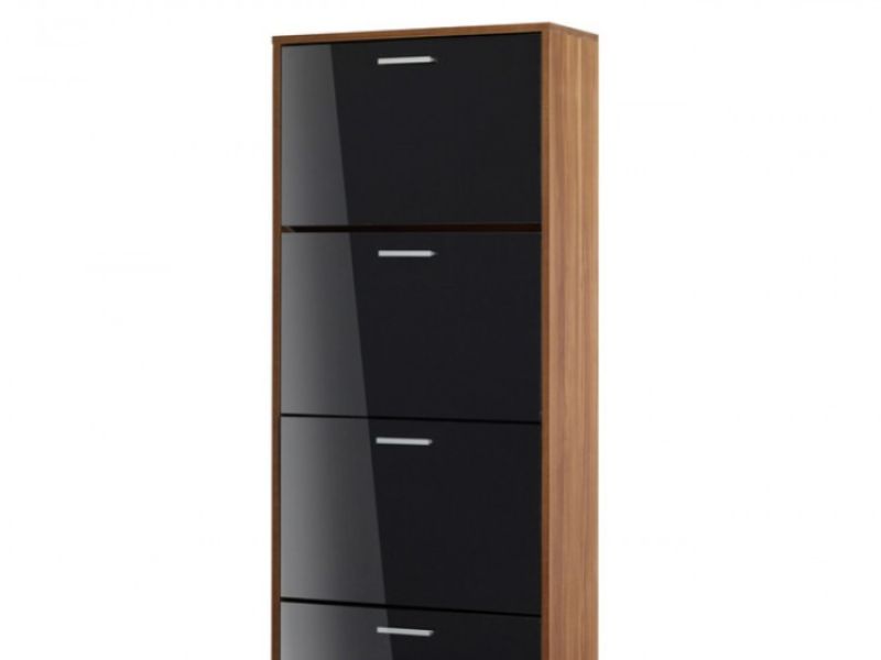 LPD Strand 4 Drawer Shoe Cabinet In Black Gloss