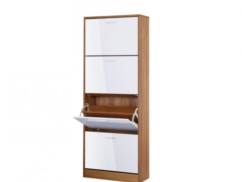 LPD Strand 4 Drawer Shoe Cabinet In White Gloss