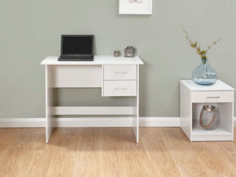 GFW Panama 2 Drawer Desk in White