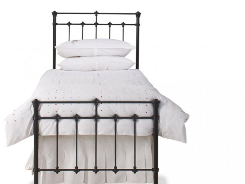 OBC Edwardian 2ft 6 Small Single Satin Black Metal Headboard