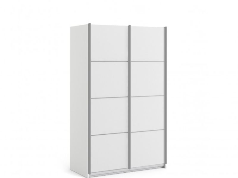 FTG Verona White Sliding Door Wardrobe (120cm 2 x Shelf)