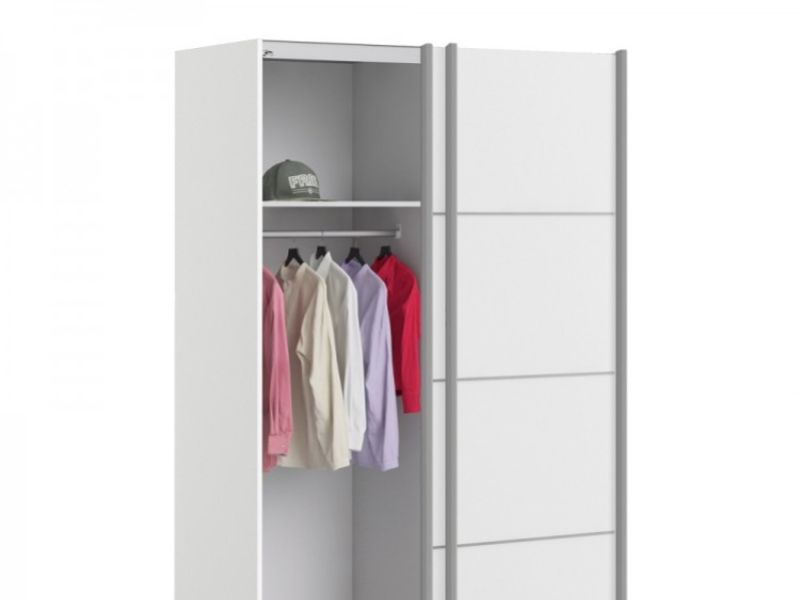 FTG Verona White Sliding Door Wardrobe (120cm 5 x Shelf)