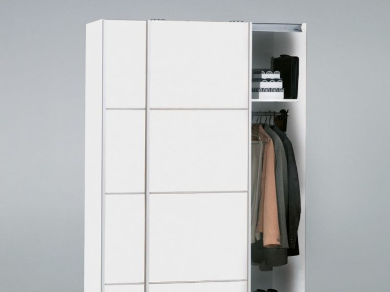 FTG Verona White Sliding Door Wardrobe (120cm 2 x Shelf)