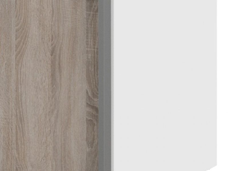 FTG Verona White And Truffle Oak Sliding Door Wardrobe (180cm 5 x Shelf)