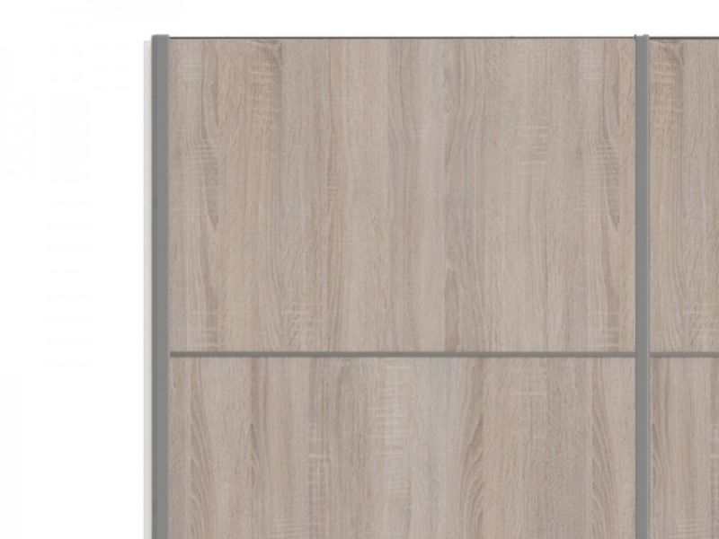 FTG Verona Truffle Oak Finish Sliding Door Wardrobe (120cm 5 x Shelf)