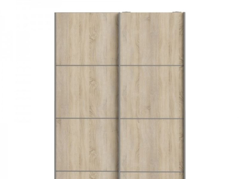 FTG Verona White And Oak Finish Sliding Door Wardrobe (120cm 5 x Shelf)