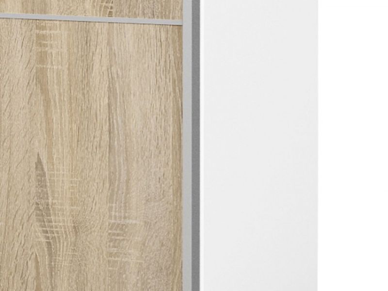 FTG Verona White And Oak Finish Sliding Door Wardrobe (120cm 5 x Shelf)