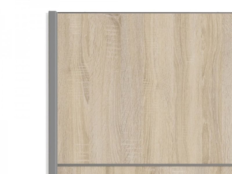 FTG Verona White And Oak Finish Sliding Door Wardrobe (120cm 5 x Shelf)