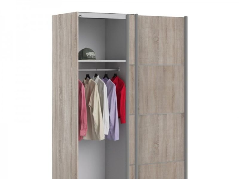 FTG Verona Truffle Oak Finish Sliding Door Wardrobe (120cm 2 x Shelf)