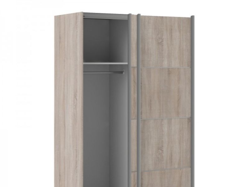 FTG Verona Truffle Oak Finish Sliding Door Wardrobe (120cm 2 x Shelf)