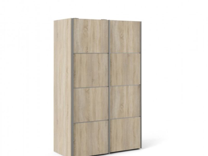 FTG Verona Oak Finish Sliding Door Wardrobe (120cm 2 x Shelf)