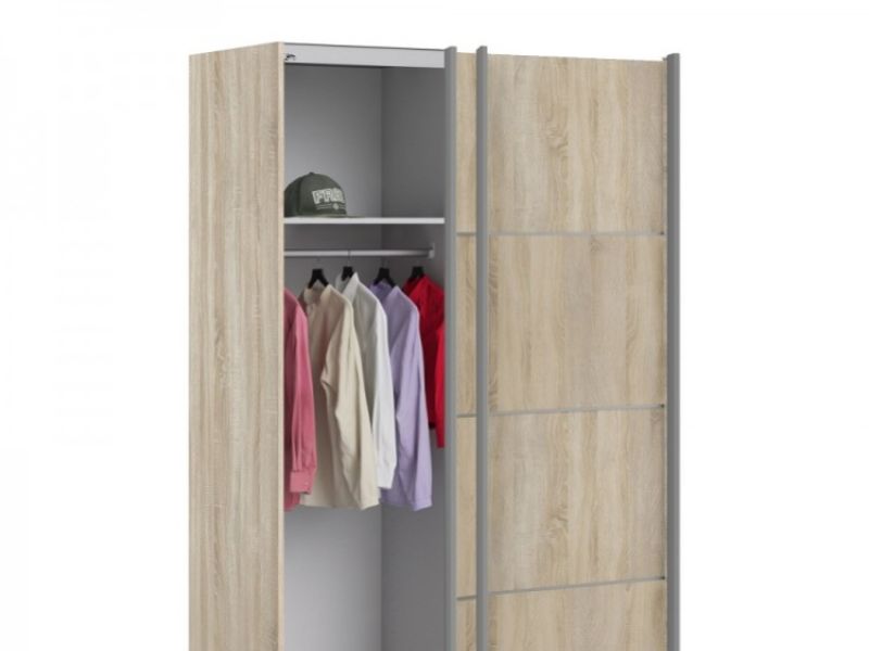 FTG Verona Oak Finish Sliding Door Wardrobe (120cm 2 x Shelf)