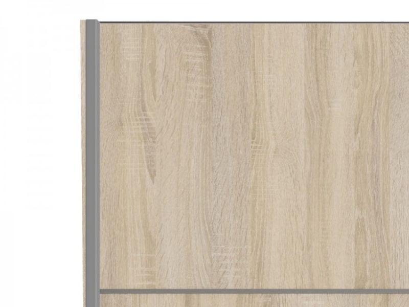 FTG Verona Oak Finish Sliding Door Wardrobe (180cm 5 x Shelf)