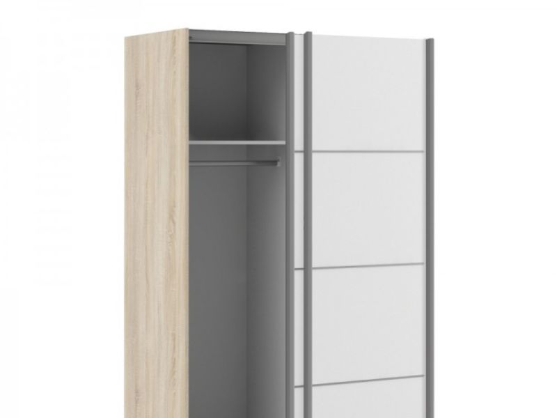 FTG Verona Oak And White Sliding Door Wardrobe (120cm 2 x Shelf)