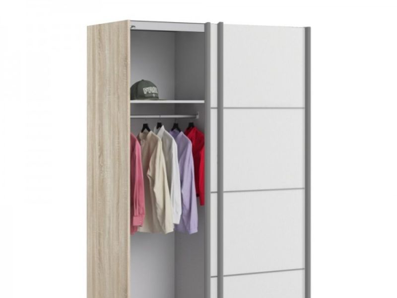 FTG Verona Oak And White Sliding Door Wardrobe (120cm 2 x Shelf)