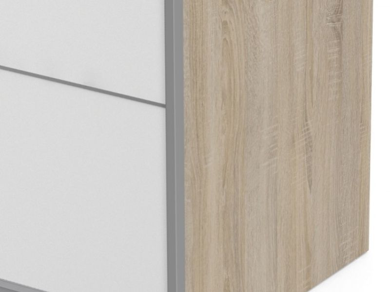 FTG Verona Oak And White Sliding Door Wardrobe (120cm 5 x Shelf)